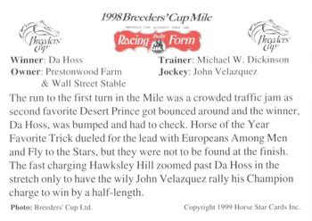 1999 Horse Star Breeders' Cup 1998 #NNO Da Hoss Back